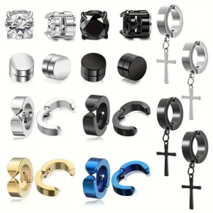 10 Pares de Pendientes No Perforados para Hombres y Mujeres