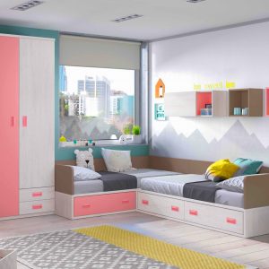DORMITORIO JUVENIL FRM CON CAMAS EN L