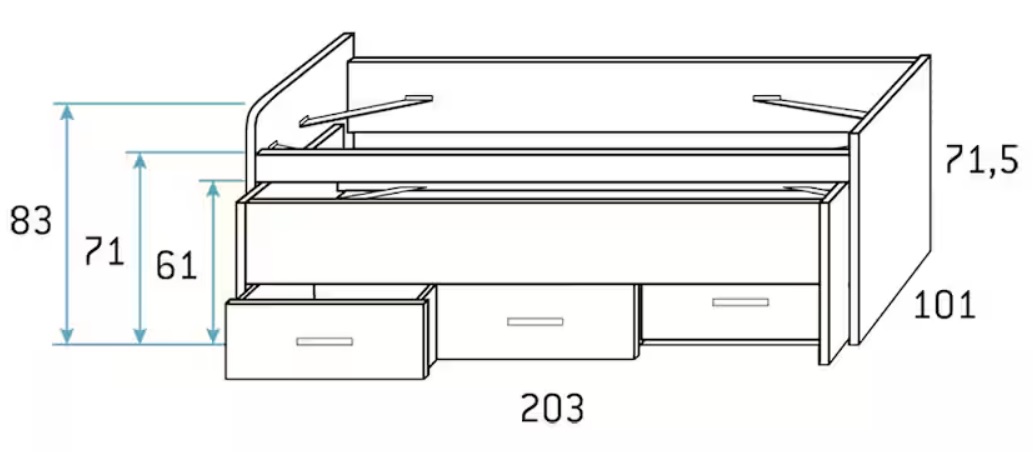 CAMA DOBLE CON CAJONES W357 - Imagen 4