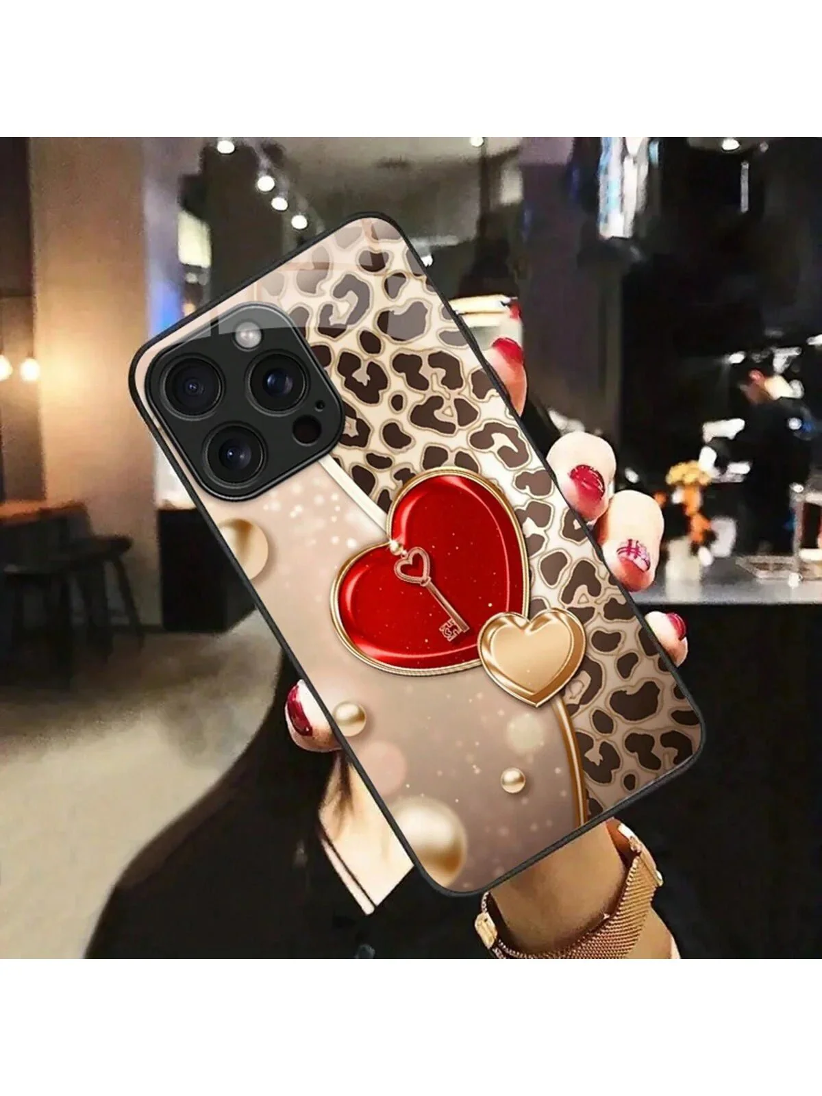 Shein Cover para telefono con estampado de leopardo y forma de corazón - Imagen 6