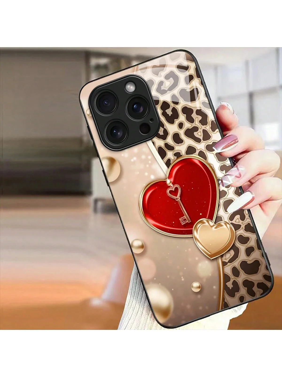 Shein Cover para telefono con estampado de leopardo y forma de corazón - Imagen 5