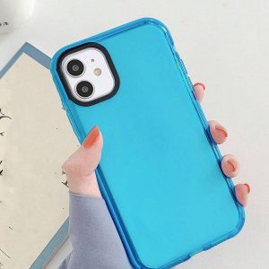 Shein Funda básica para Apple (1 unidad), transparente, antigolpes y azul claro  compatible con iPhone 15 pro max