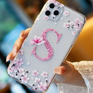 SHEIN Funda de teléfono transparente con diseño de gráficos de letras para primavera
