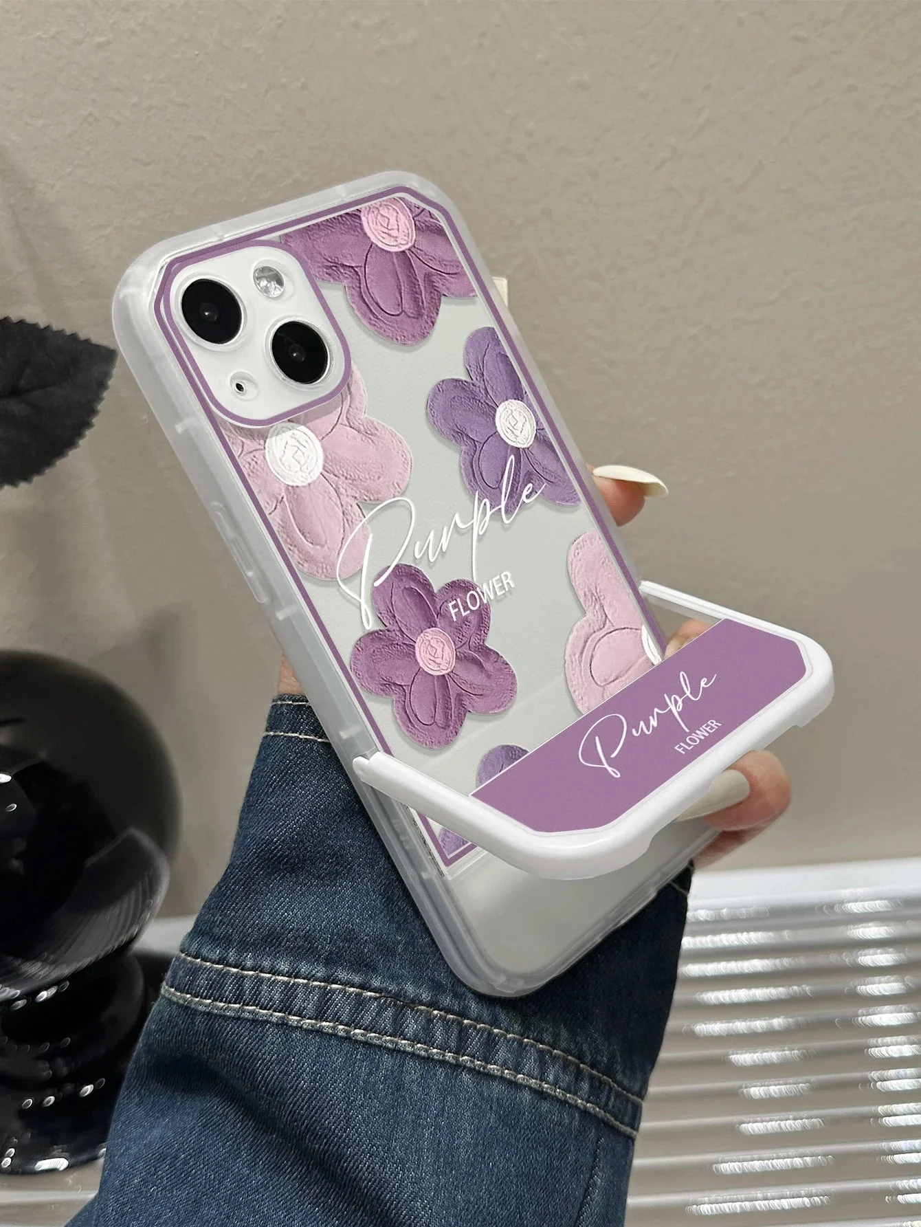 Shein Funda protectora para teléfono móvil con soporte de TPU - Imagen 4