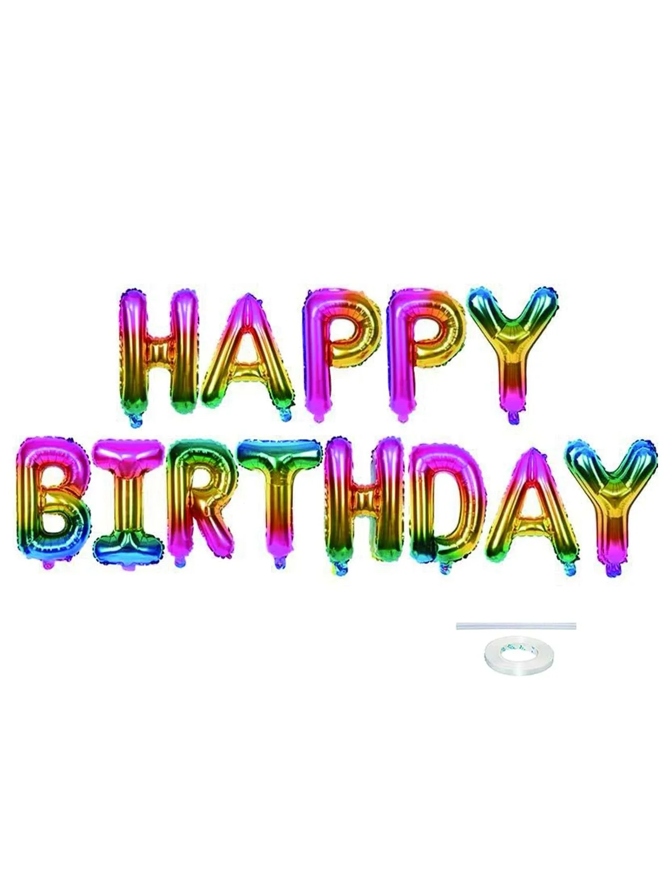 Shein Globos de aluminio con letras de feliz cumpleaños, decoraciones para fiestas con inflador y cuerdas, 16" - Imagen 4