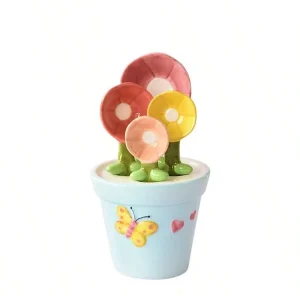 Shein Juego de cucharas medidoras con diseño floral de mariposa (1 base + 5 cucharas)